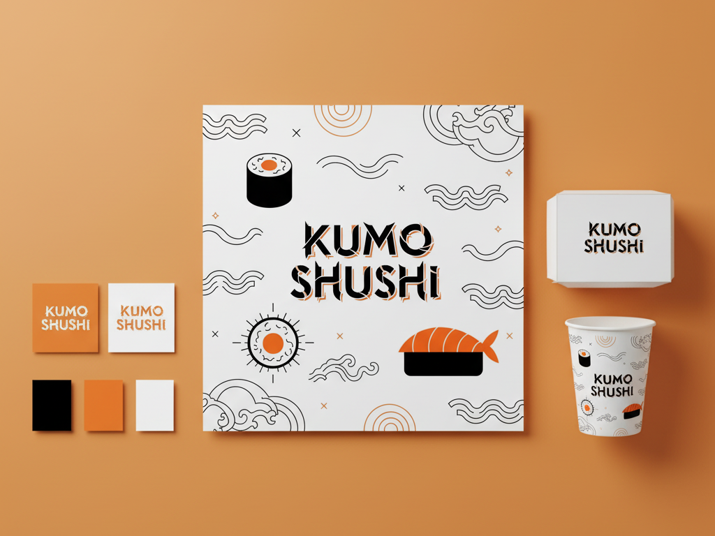 Sushi restaurant branding moodboard created with AI